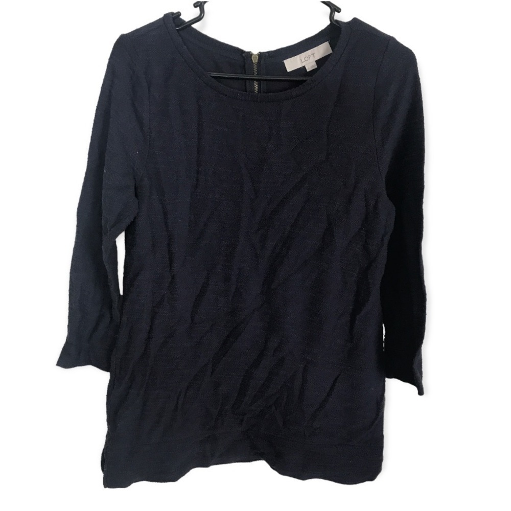 3/$15 Ann Taylor loft navy blue cotton blend 3/4 sleeve top